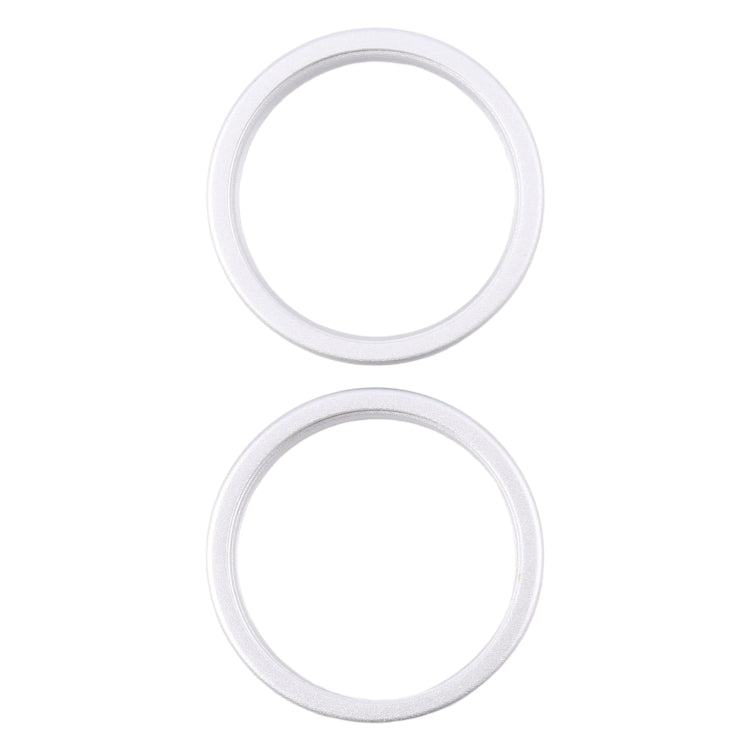 For iPhone 16 Plus 2pcs/set Rear Camera Glass Lens Metal Outside Protector Hoop Ring (Silver)