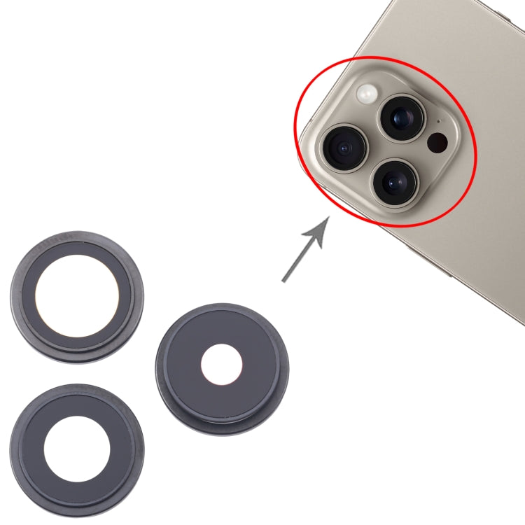 For iPhone 16 Pro 3pcs/Set Original Camera Lens Cover (Black)