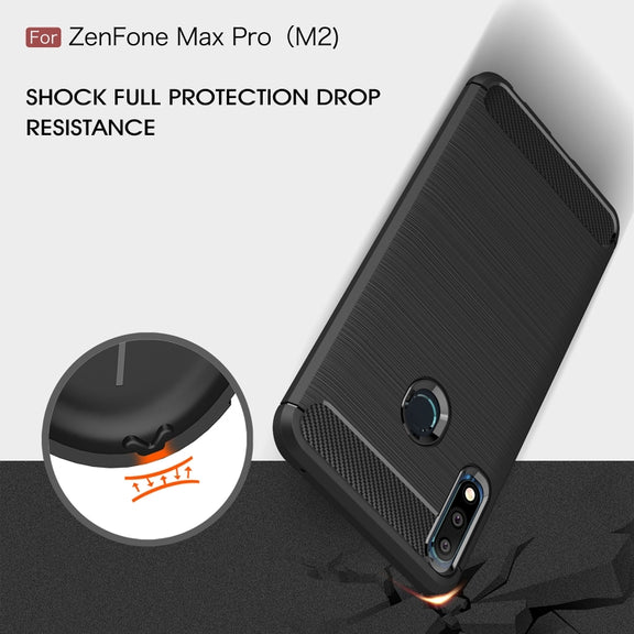 Brushed Texture Carbon Fiber Shockproof TPU Case for ASUS Zenfone Max Pro(M2) (Navy Blue)