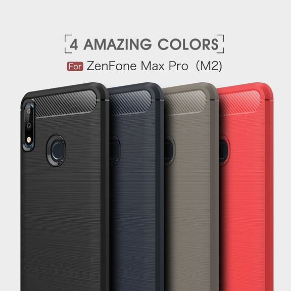 Brushed Texture Carbon Fiber Shockproof TPU Case for ASUS Zenfone Max Pro(M2) (Navy Blue)