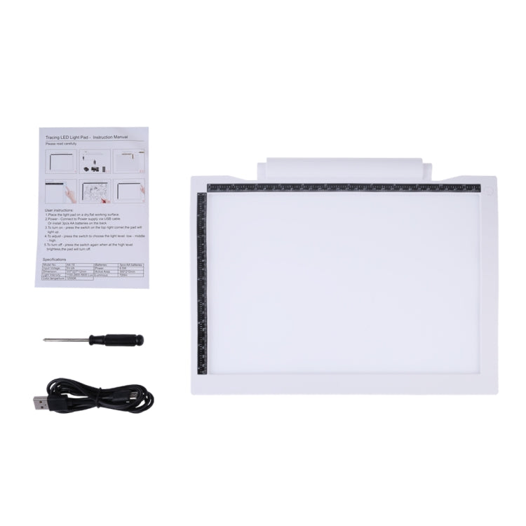 A4-19 6.5W Three Level of Brightness Dimmable A4 LED Drawing Sketchpad Light Pad with USB Cable (White)