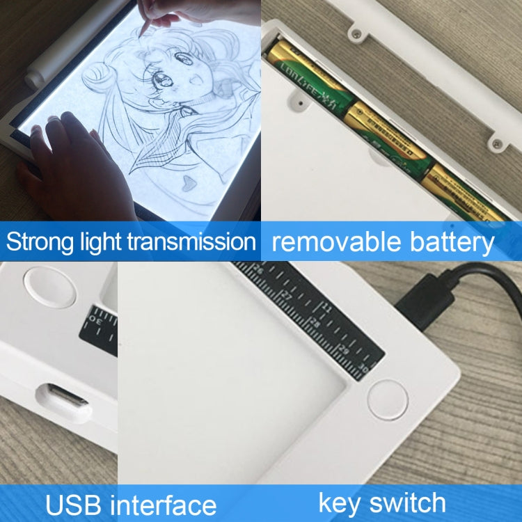 A4-19 6.5W Three Level of Brightness Dimmable A4 LED Drawing Sketchpad Light Pad with USB Cable (White)