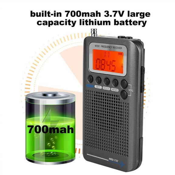 HRD-737 Portable Aircraft Band Radio Wide Frequency Receiver (Gold)