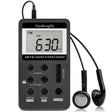 HRD-103 FM + AM Two Band Portable Radio with Lanyard & Headset(Black) - free shipping - PMC TechLife - Order now!