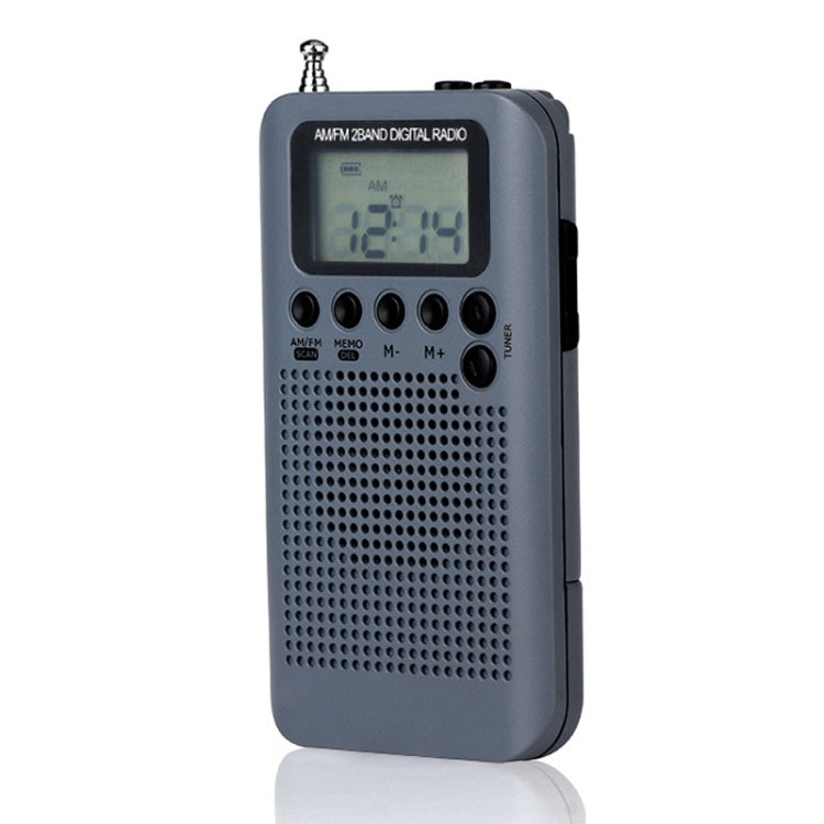 HRD-104 Mini Portable FM + AM Two Band Radio with Loudspeaker(Grey)