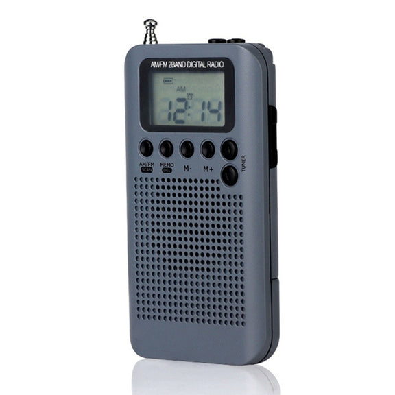 HRD-104 Mini Portable FM + AM Two Band Radio with Loudspeaker(Grey)