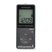 HRD-602 Digital Display FM AM Mini Sports Radio with Step Counting Function (Black)