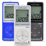 HRD-602 Digital Display FM AM Mini Sports Radio with Step Counting Function (Black)