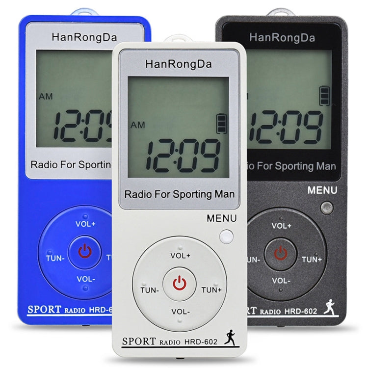HRD-602 Digital Display FM AM Mini Sports Radio with Step Counting Function (Black)
