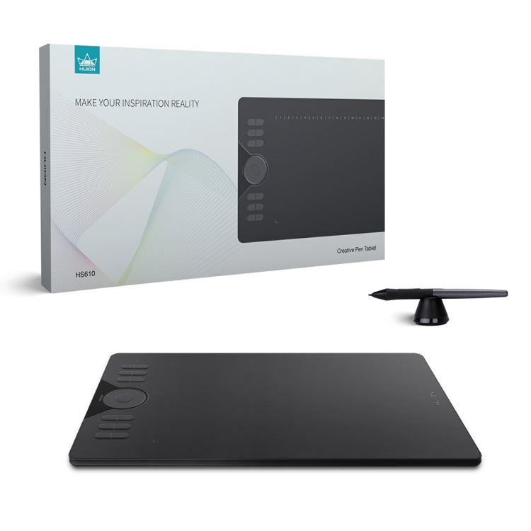 HUION HS610 5080 LPI Touch Ring Art Drawing Tablet for Fun, with Battery-free Pen & Pen Holder