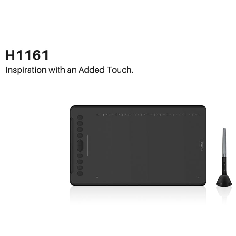 HUION H1161 5080 LPI Touch Strip Art Drawing Tablet for Fun, with Battery-free Pen & Pen Holder