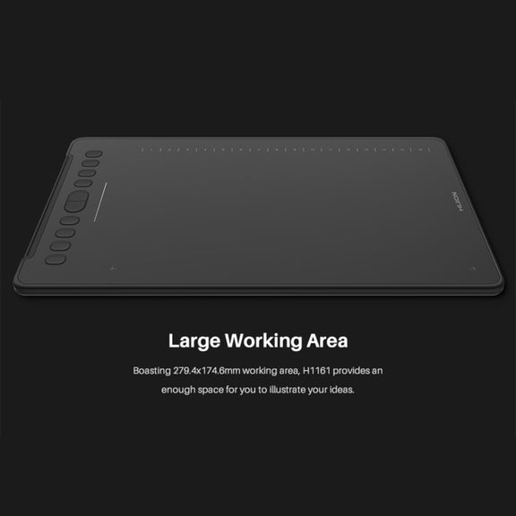 HUION H1161 5080 LPI Touch Strip Art Drawing Tablet for Fun, with Battery-free Pen & Pen Holder