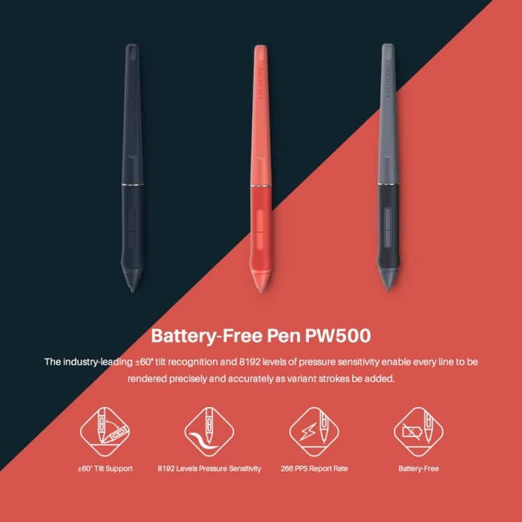 HUION HS611 5080 LPI Touch Strip Art Drawing Tablet for Fun, with Battery-free Pen & Pen Holder (Red)
