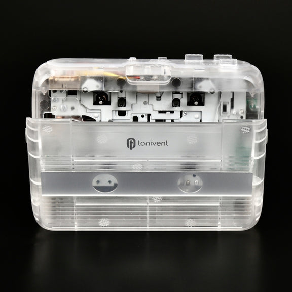 Tonivent TON007T Portable Bluetooth Tape Cassette Player, Support FM / Bluetooth Input and Output(Transparent)