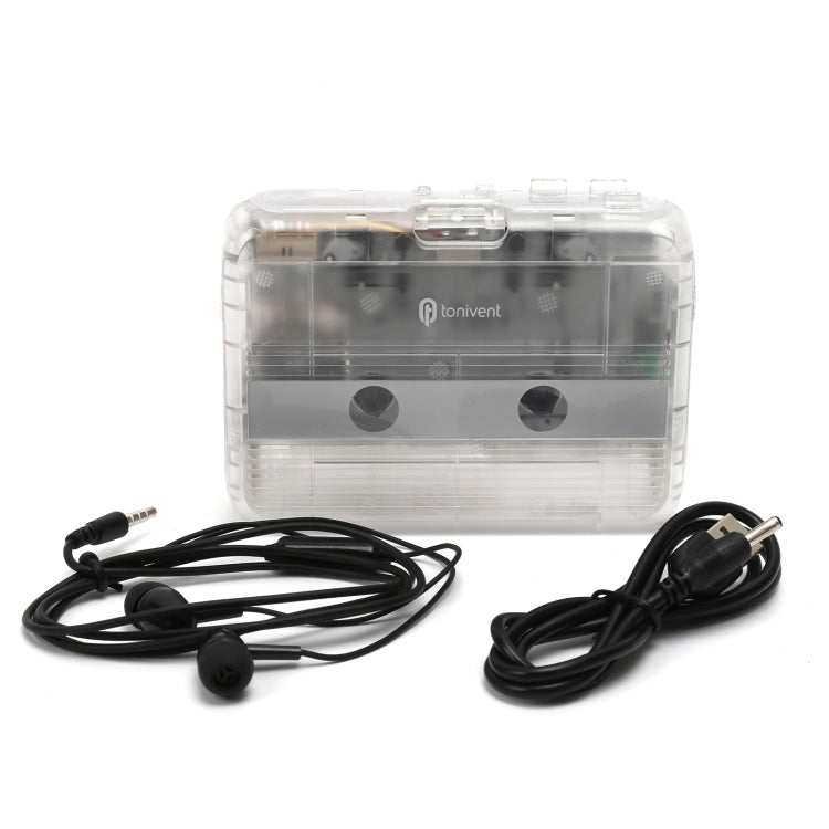 Tonivent TON007T Portable Bluetooth Tape Cassette Player, Support FM / Bluetooth Input and Output(Transparent)