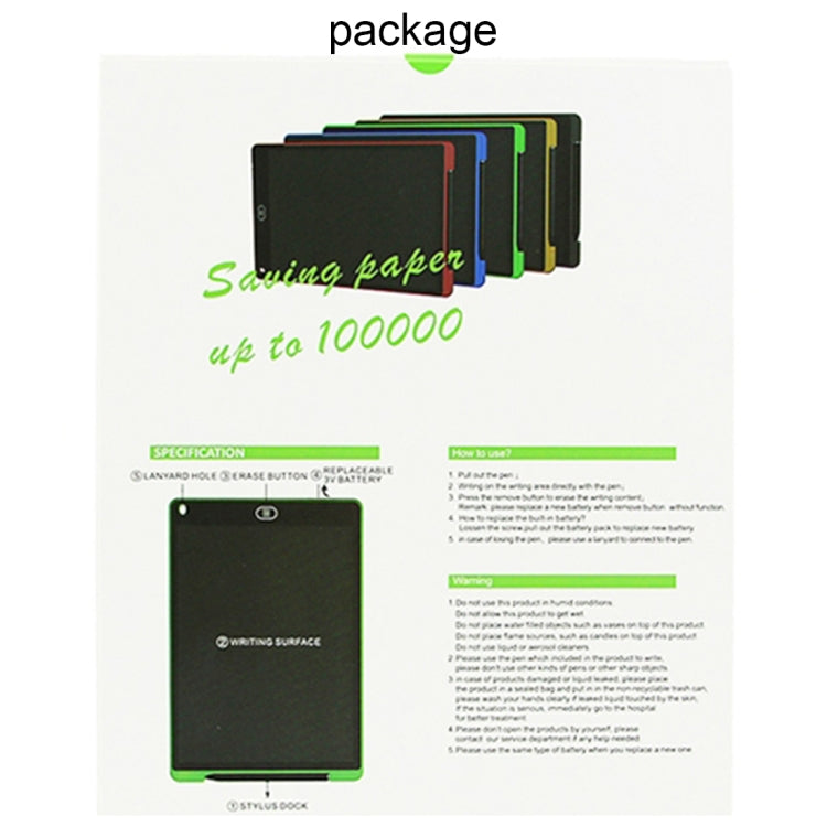 Portable 12 inch LCD Writing Tablet Drawing Graffiti Electronic Handwriting Pad Message Graphics Board Draft Paper with Writing Pen(Green)