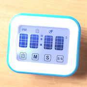 Kitchen Timer Digital Alarm Clock Large LCD Touch Screen Come with Night Light for Cooking Baking(Pink)