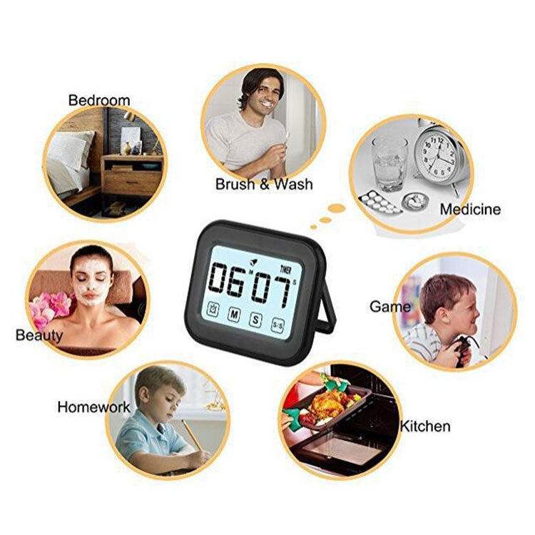 Kitchen Timer Digital Alarm Clock Large LCD Touch Screen Come with Night Light for Cooking Baking(Blue)