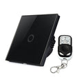 86mm 1 Gang Tempered Glass Panel Wall Switch Smart Home Light Touch Switch with RF433 Remote Controller, AC 110V-240V(Black) - Smart Switch by PMC TechLife | Online Shopping South Africa | PMC TechLife | Buy Now Pay Later Mobicred