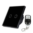 86mm 2 Gang Tempered Glass Panel Wall Switch Smart Home Light Touch Switch with RF433 Remote Controller, AC 110V-240V(Black) - Smart Switch by PMC TechLife | Online Shopping South Africa | PMC TechLife | Buy Now Pay Later Mobicred