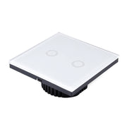 86mm 2 Gang Tempered Glass Panel Wall Switch Smart Home Light Touch Switch with RF433 Remote Controller, AC 110V-240V(Black)