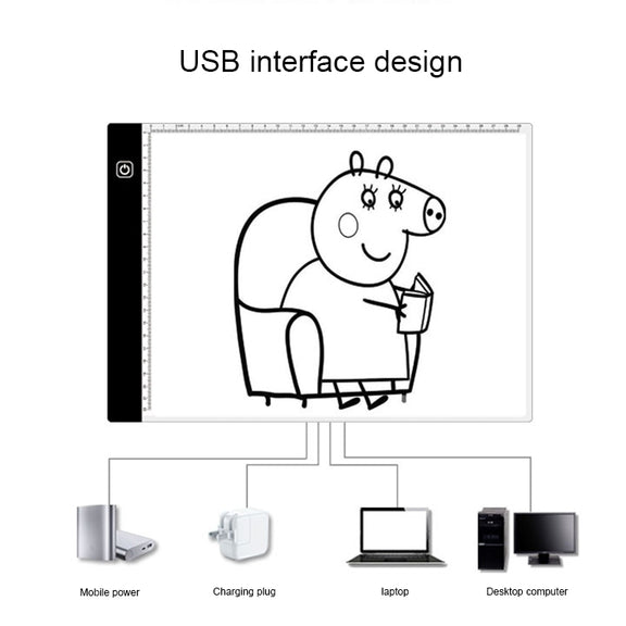 3.5W 5V LED USB Three Level of Brightness Dimmable A4 Acrylic Scale Copy Boards Anime Sketch Drawing Sketchpad