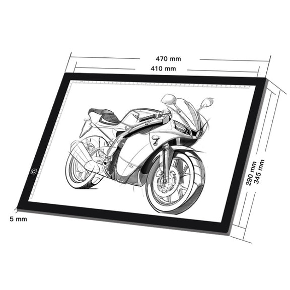 8W 5V LED USB Stepless Dimming A3 Acrylic Scale Copy Boards Anime Sketch Drawing Sketchpad with USB Cable & Power Adapter