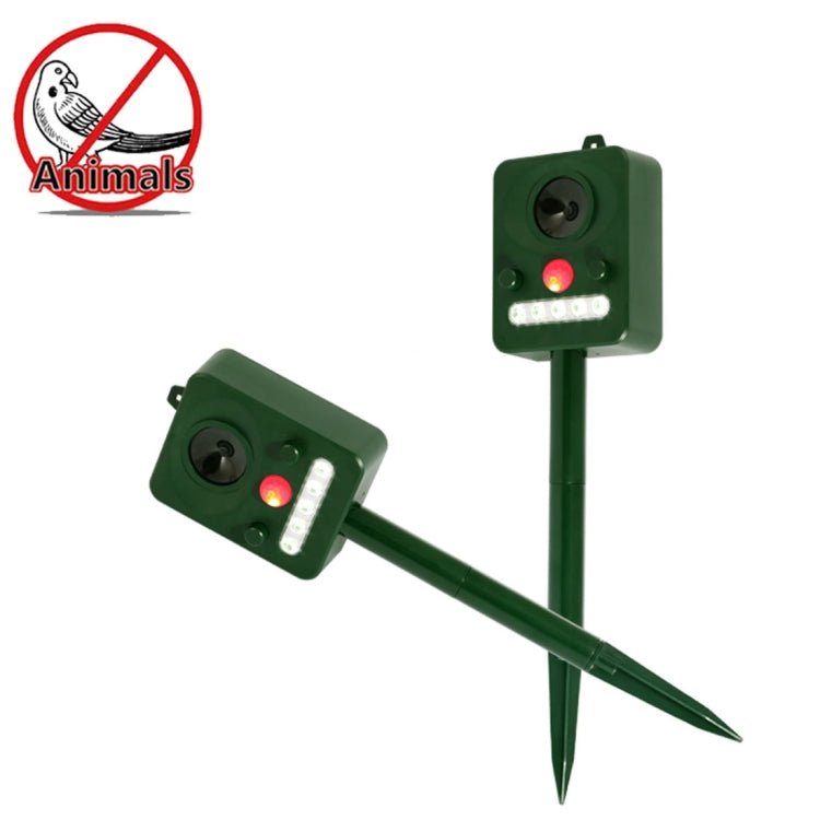 Environmental Friendly White + Red Light Solar-powered LED Ultrasonic Animal Repeller Bird Cat Dog Control Device With 6.5V / 0.1W Solar Panel & PIR Sensor & Light Sensor, Got the CE / ROHS Certification