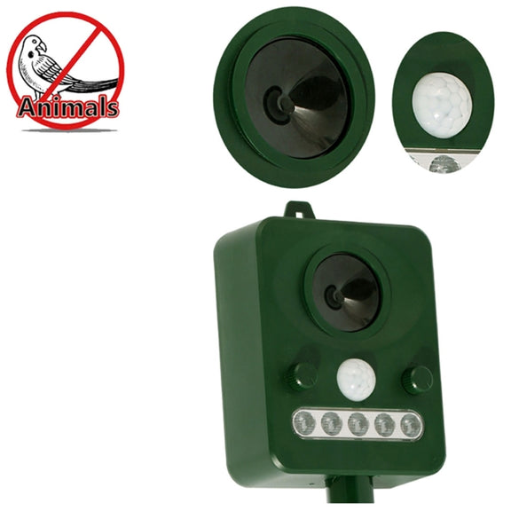 Environmental Friendly White + Red Light Solar-powered LED Ultrasonic Animal Repeller Bird Cat Dog Control Device With 6.5V / 0.1W Solar Panel & PIR Sensor & Light Sensor, Got the CE / ROHS Certification