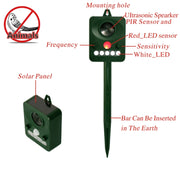 Environmental Friendly White + Red Light Solar-powered LED Ultrasonic Animal Repeller Bird Cat Dog Control Device With 6.5V / 0.1W Solar Panel & PIR Sensor & Light Sensor, Got the CE / ROHS Certification