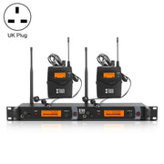 XTUGA IEM1200 Wireless Transmitter 2 Bodypack Stage Singer In-Ear Monitor System (UK Plug)