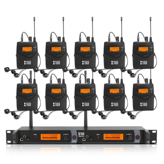 XTUGA IEM1200 Wireless Transmitter 10 Bodypack Stage Singer In-Ear Monitor System (AU Plug)