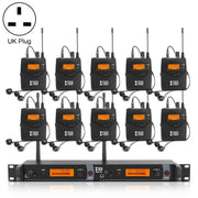 XTUGA IEM1200 Wireless Transmitter 10 Bodypack Stage Singer In-Ear Monitor System (UK Plug)