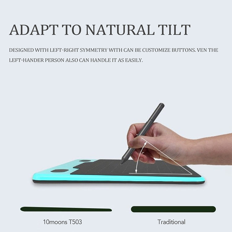 10Moons T503 Drawing Tablet Can Be Connected to mobile Phone Tablet with 8192 Passive Pen(Blue)