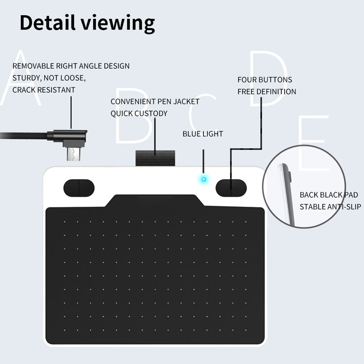 10Moons T503 Drawing Tablet Can Be Connected to mobile Phone Tablet with 8192 Passive Pen(White)