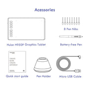 HUION Inspiroy Series H950P 5080LPI Professional Art USB Graphics Drawing Tablet for Windows / Mac OS, with Battery-free Pen