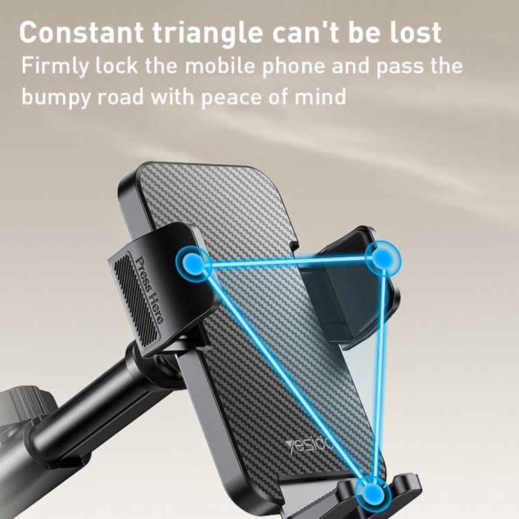 Yesido C173 Suction Cup Type Telescopic Rod Car Phone Holder (Black)