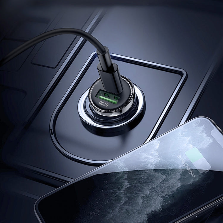 AR-CA08 12W 2A USB-C / Type-C + USB Ports Car Charger (Silver)