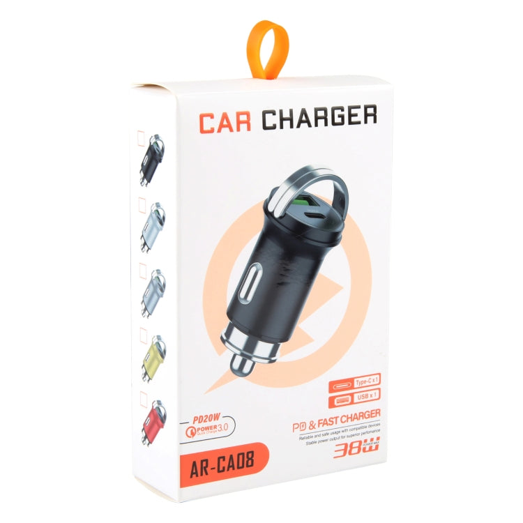 AR-CA08 12W 2A USB-C / Type-C + USB Ports Car Charger (Silver)