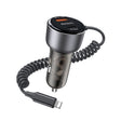 Yesido Y57 50W PD + QC3.0 Dual Port Car Charger with 8 Pin Spring Data Cable - free shipping - PMC TechLife - Order now!