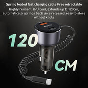 Yesido Y57 50W PD + QC3.0 Dual Port Car Charger with 8 Pin Spring Data Cable