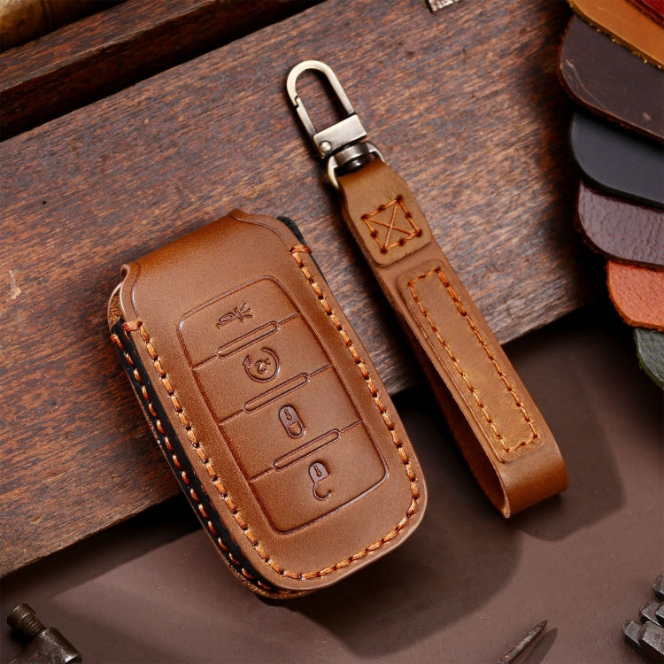 For Dodge Ram 4-button C161 Car Key Leather Protective Case (Brown)