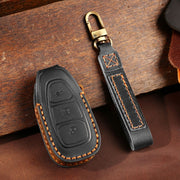For Ford Focus/Mondeo/Maverick/Explorer/Escort/Edge 2017-2018 C231 Car Key Leather Protective Case (Black)