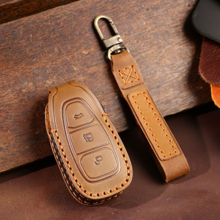 For Ford Focus/Mondeo/Maverick/Explorer/Escort/Edge 2017-2018 C231 Car Key Leather Protective Case (Brown)