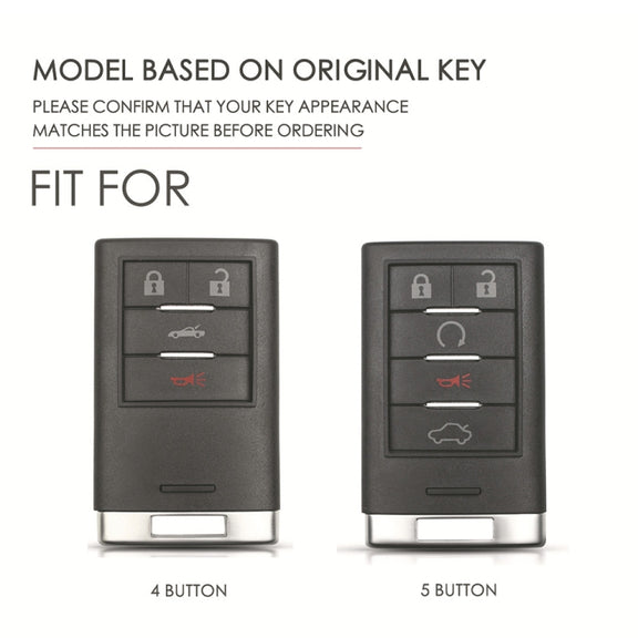 For Cadillac 4-button C090 Car Key Leather Protective Case (Blue)