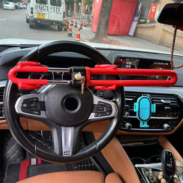 Car Steering Wheel Anti-Theft Lock Retractable Self-Defense Lock (Red)