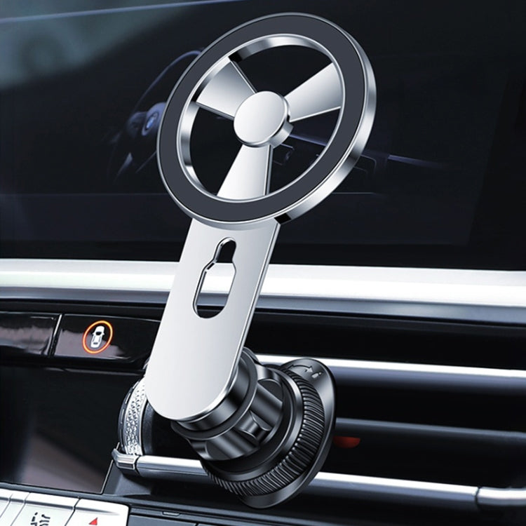 F73 MagSafe Magnetic Suction 360 Degree Rotating Car Phone Holder (Silver)