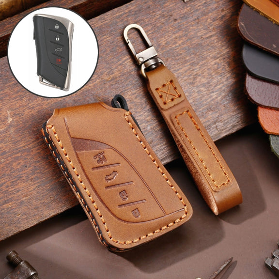 For Lexus 4-button Hallmo Car Cowhide Leather Key Protective Cover Key Case(Brown)