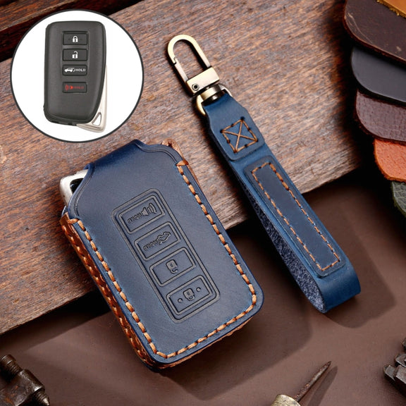 For Lexus 4-button Hallmo Car Cowhide Leather Key Protective Cover Key Case(Blue)