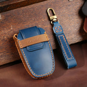 For Lincoln Hallmo Car Cowhide Leather Key Protective Cover Key Case(Blue)